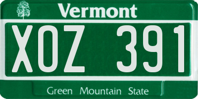 VT license plate XOZ391