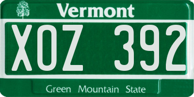 VT license plate XOZ392