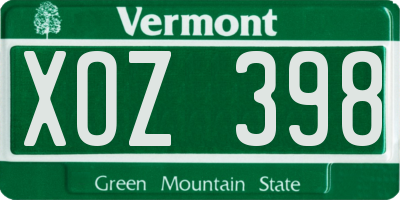 VT license plate XOZ398
