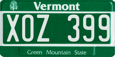 VT license plate XOZ399