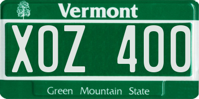 VT license plate XOZ400