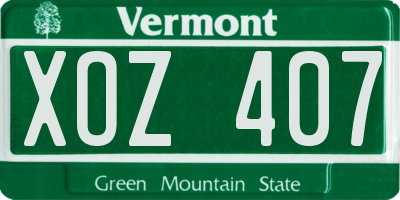 VT license plate XOZ407