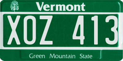 VT license plate XOZ413