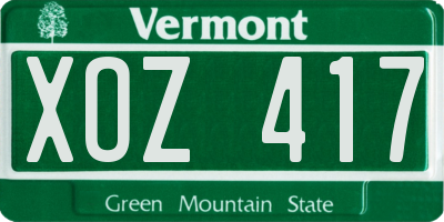 VT license plate XOZ417