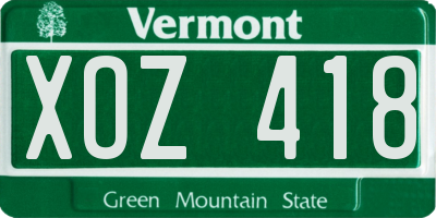 VT license plate XOZ418