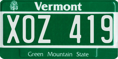 VT license plate XOZ419