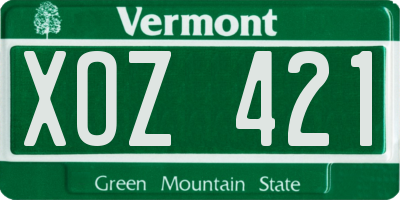 VT license plate XOZ421