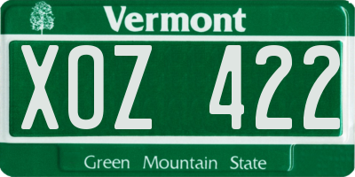 VT license plate XOZ422