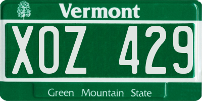 VT license plate XOZ429