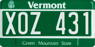 VT license plate XOZ431