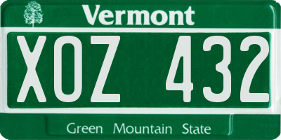 VT license plate XOZ432
