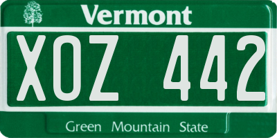 VT license plate XOZ442