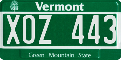 VT license plate XOZ443
