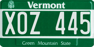 VT license plate XOZ445