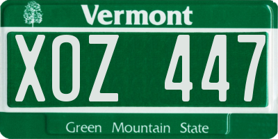 VT license plate XOZ447