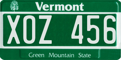 VT license plate XOZ456