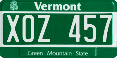 VT license plate XOZ457