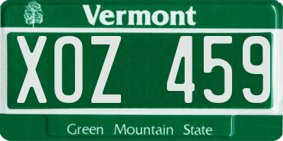 VT license plate XOZ459