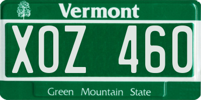 VT license plate XOZ460