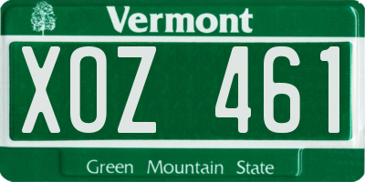 VT license plate XOZ461