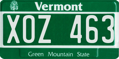 VT license plate XOZ463