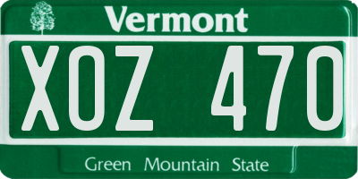 VT license plate XOZ470
