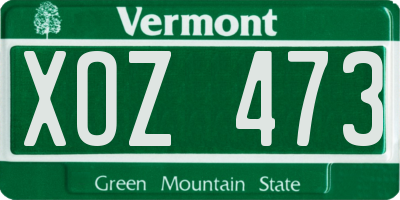 VT license plate XOZ473