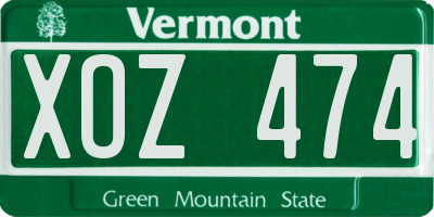 VT license plate XOZ474