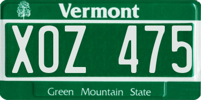 VT license plate XOZ475