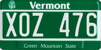 VT license plate XOZ476