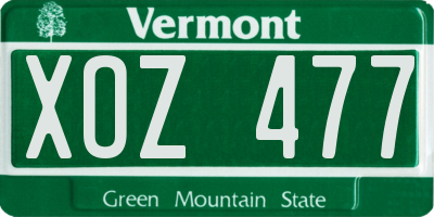 VT license plate XOZ477