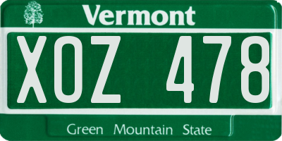 VT license plate XOZ478