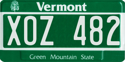 VT license plate XOZ482