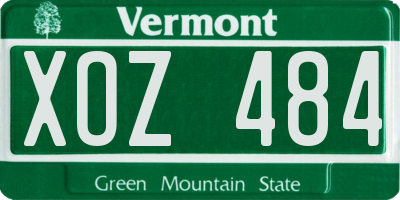 VT license plate XOZ484