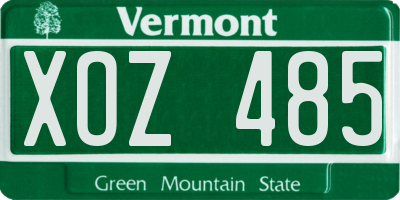 VT license plate XOZ485
