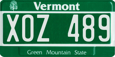 VT license plate XOZ489