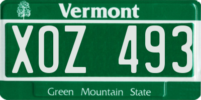 VT license plate XOZ493