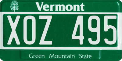 VT license plate XOZ495