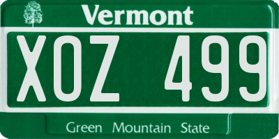 VT license plate XOZ499