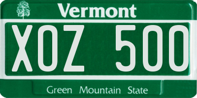 VT license plate XOZ500