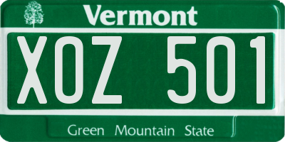 VT license plate XOZ501
