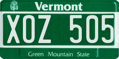 VT license plate XOZ505