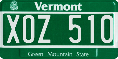 VT license plate XOZ510