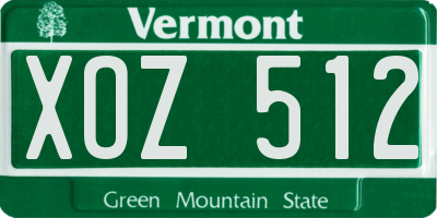 VT license plate XOZ512