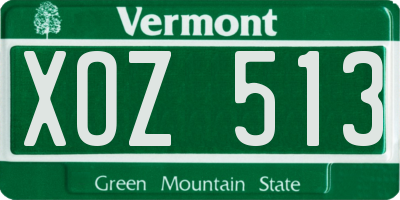 VT license plate XOZ513