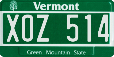 VT license plate XOZ514