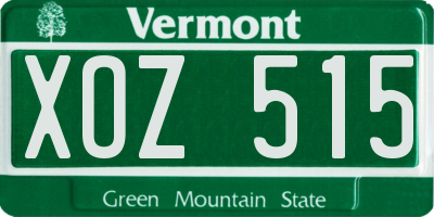 VT license plate XOZ515