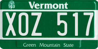 VT license plate XOZ517