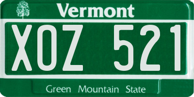VT license plate XOZ521