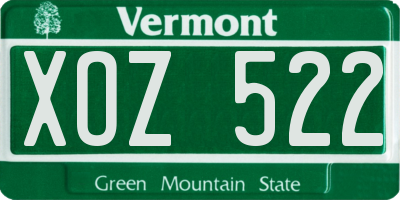 VT license plate XOZ522